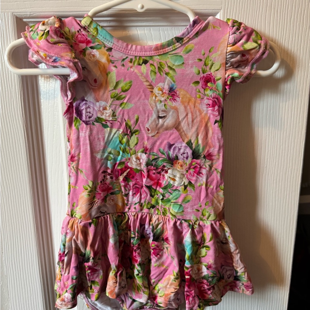 Pink Unicorn Floral Dress Bums and Roses bamboo